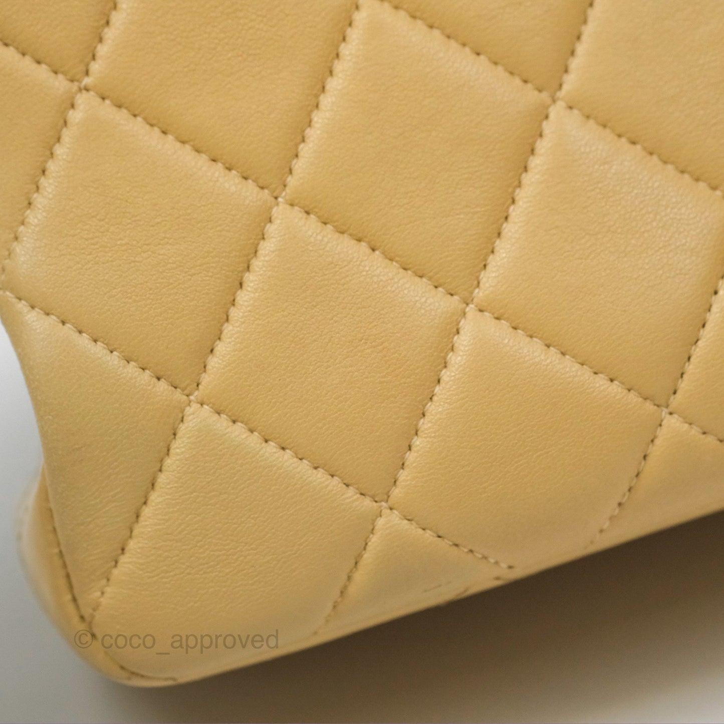Chanel Vintage Double Sided Flap Bag Quilted Beige Lambskin Gold Hardware