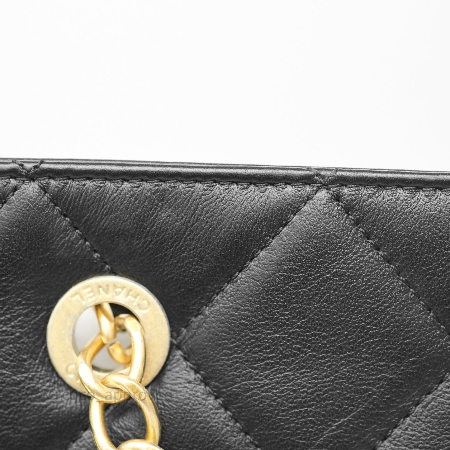 Chanel Stitched Large Shopping Bag Black Calfskin Aged Gold Hardware