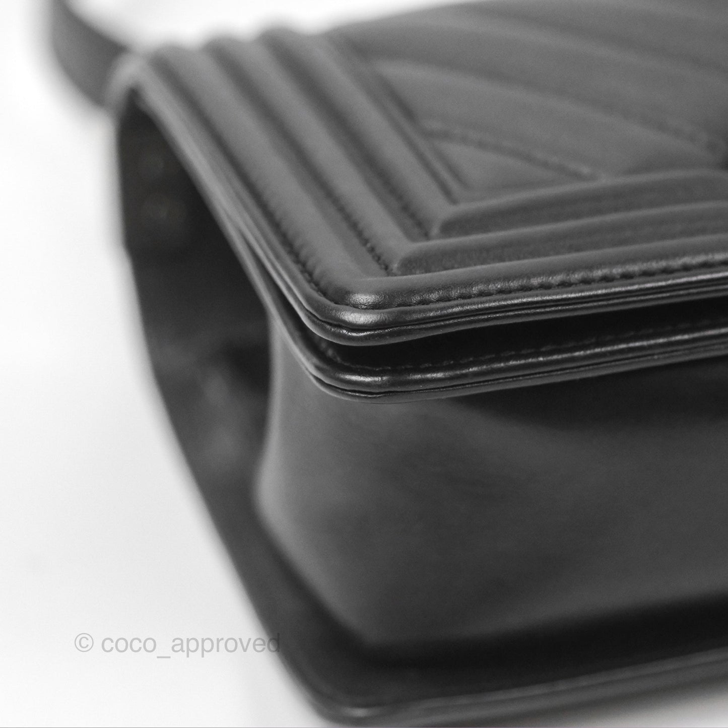Chanel Small Chevron Boy Black Calfskin Silver Hardware