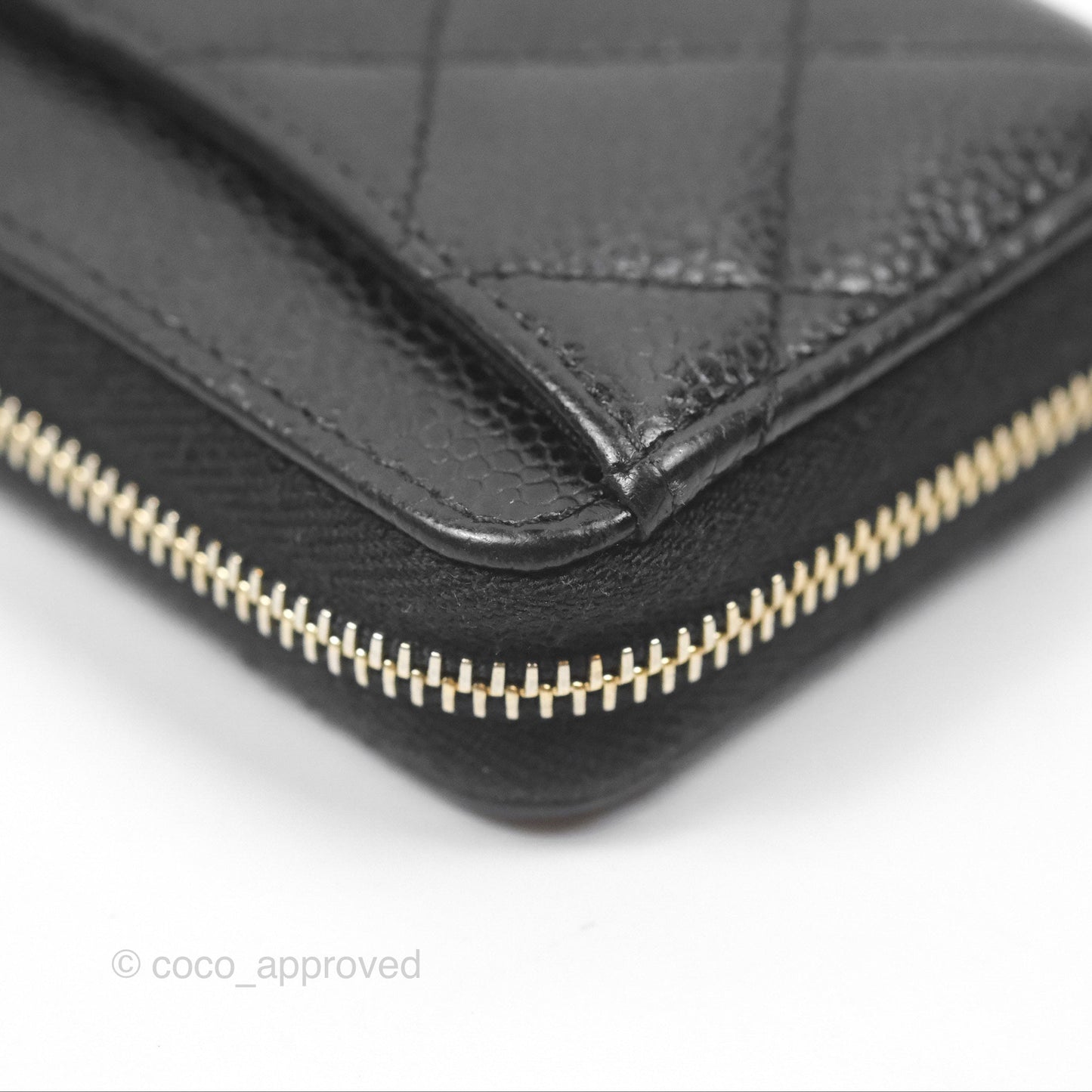 Chanel Classic Zipped Coin Purse Black Caviar Gold Hardware