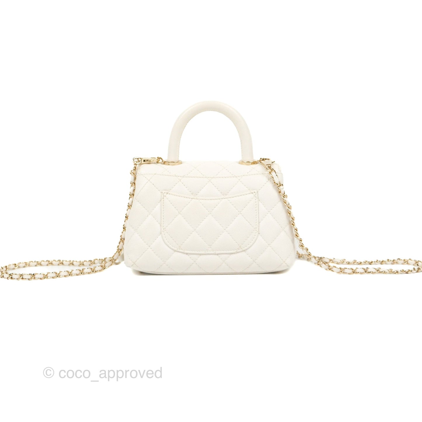 Chanel Mini Coco Handle Quilted Ivory White Caviar Gold Hardware