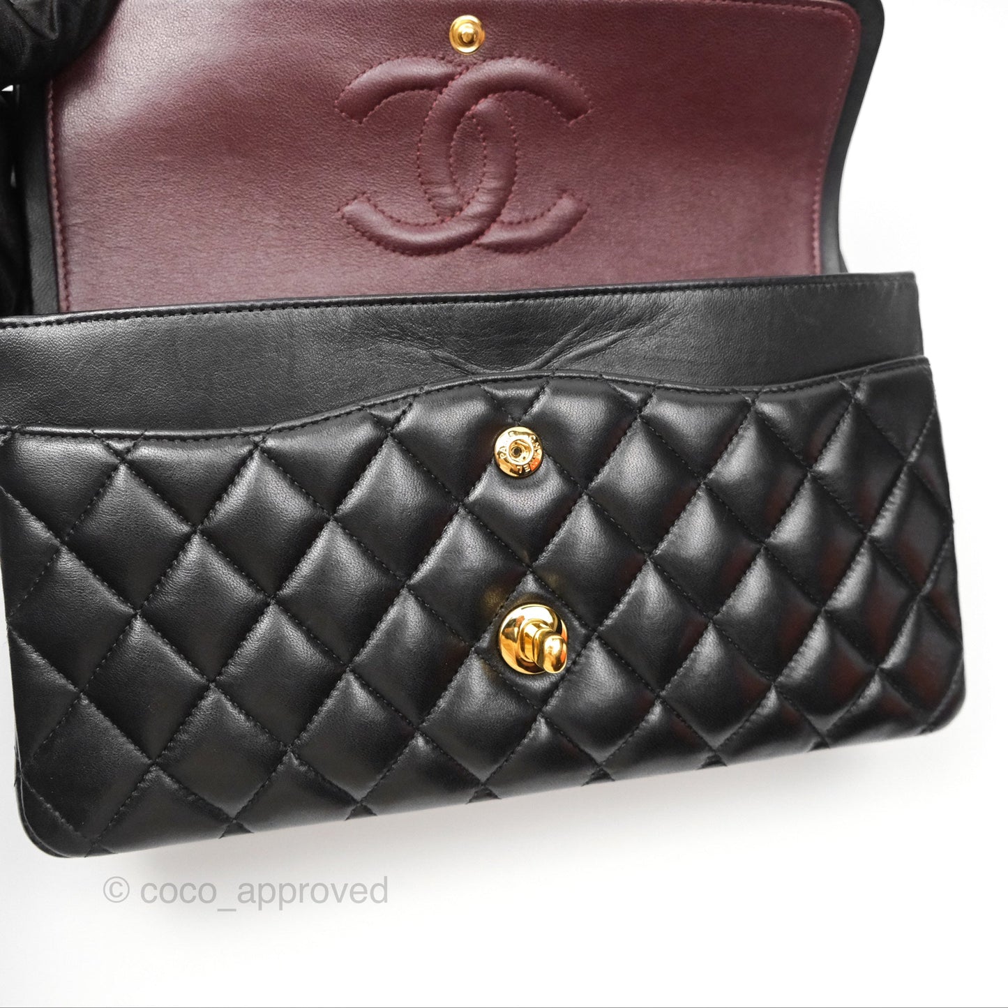 Chanel Classic M/L Medium Flap Quilted Black Lambskin Gold Hardware
