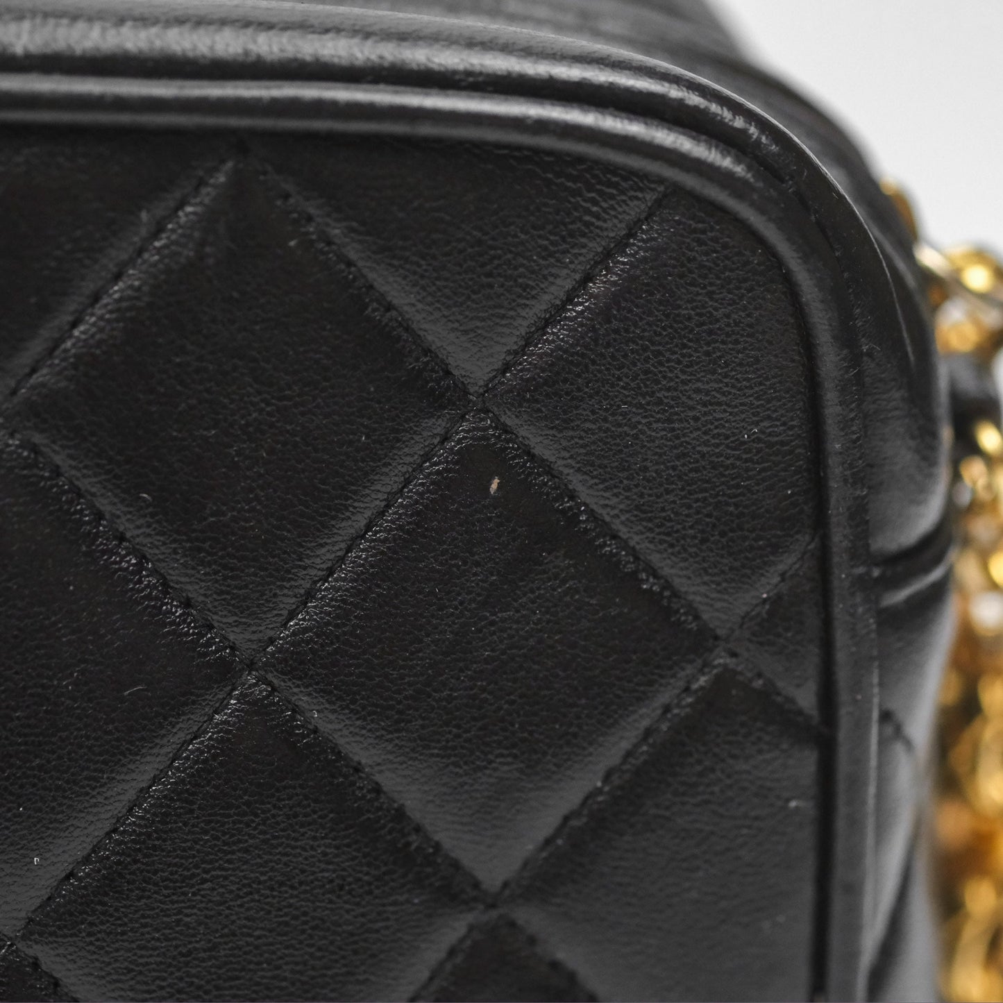 Chanel Vintage Diana Fringe Camera Bag Black Lambskin 24K Gold Hardware