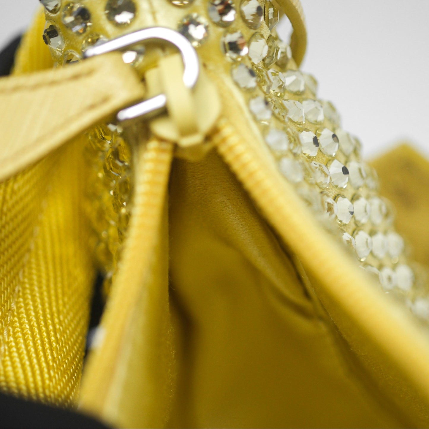 Prada Re-Edition 2000 Nylon Mini Bag Yellow Crystal Embellished