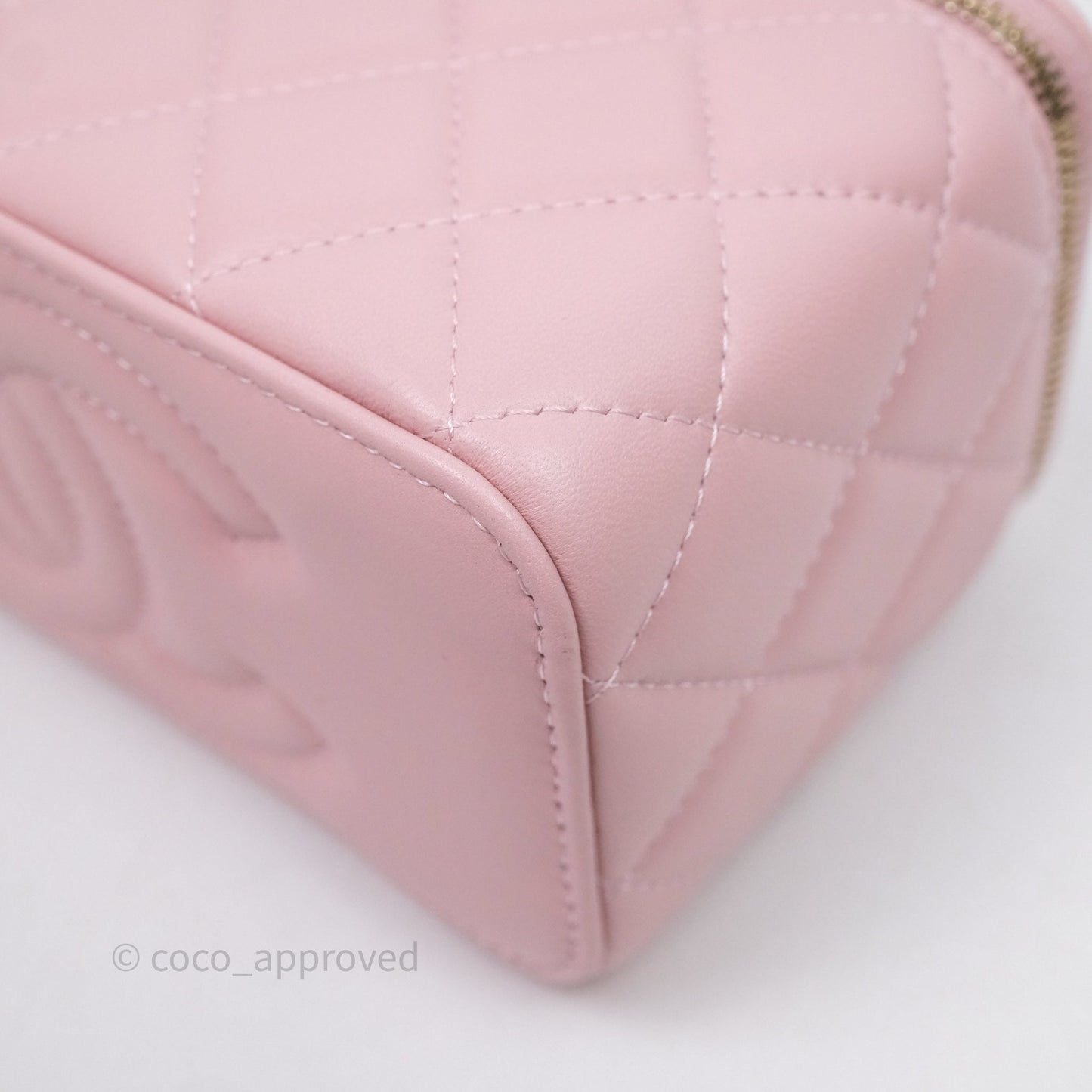 Chanel Vanity with Multicolor Resin Chain Pink Lambskin Aged Gold Hardware
