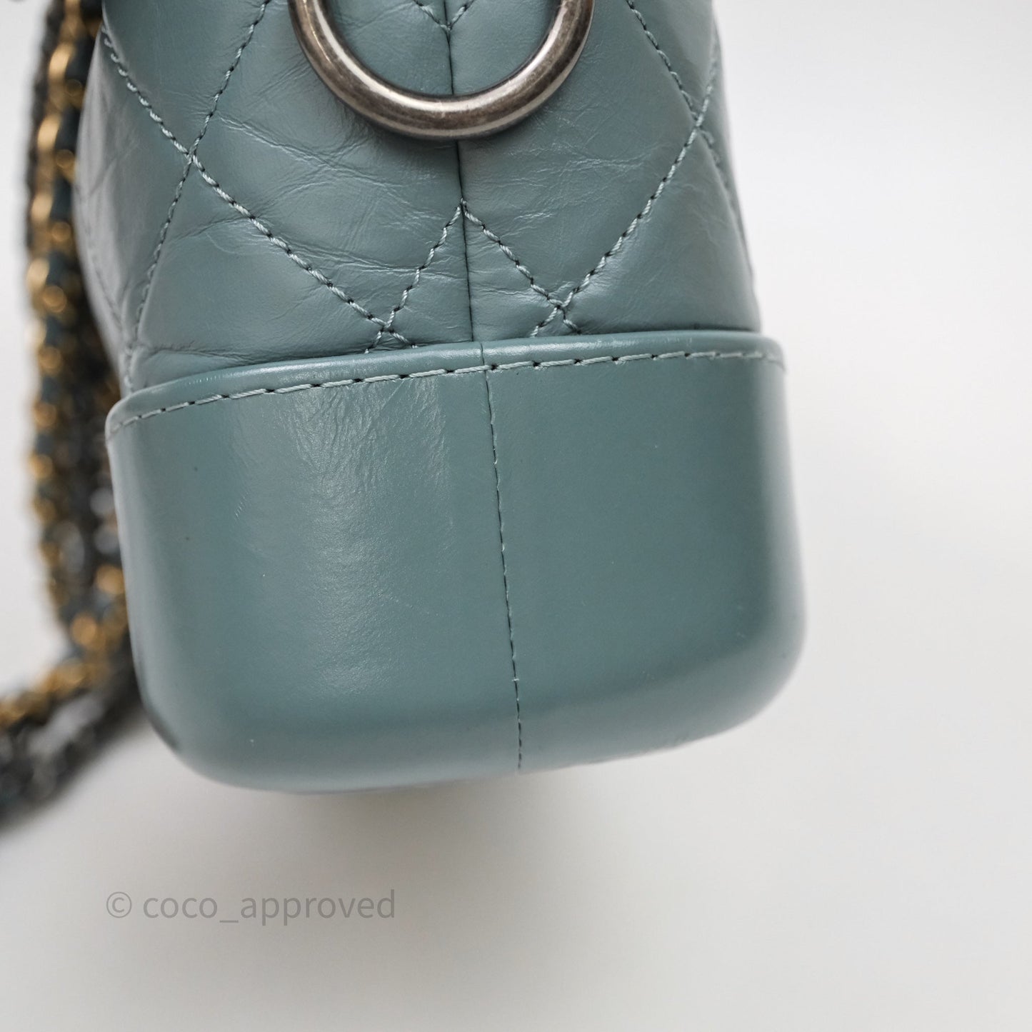 Chanel Small Gabrielle Hobo Quilted Grey Green Aged Calfskin