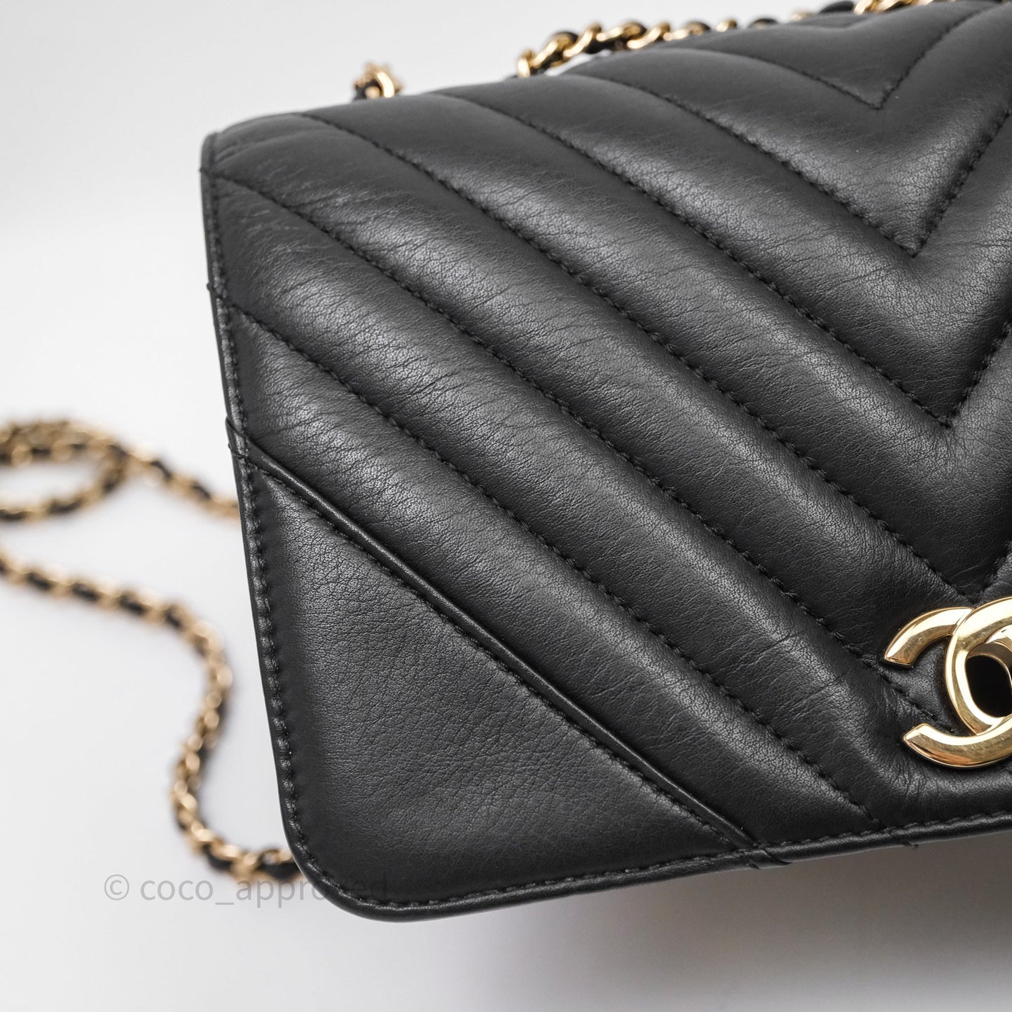 Chanel Small Statement Chevron Flap Bag Black Gold Hardware