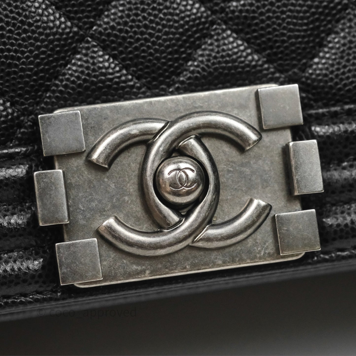 Chanel Quilted Medium Boy Black Caviar Ruthenium Hardware