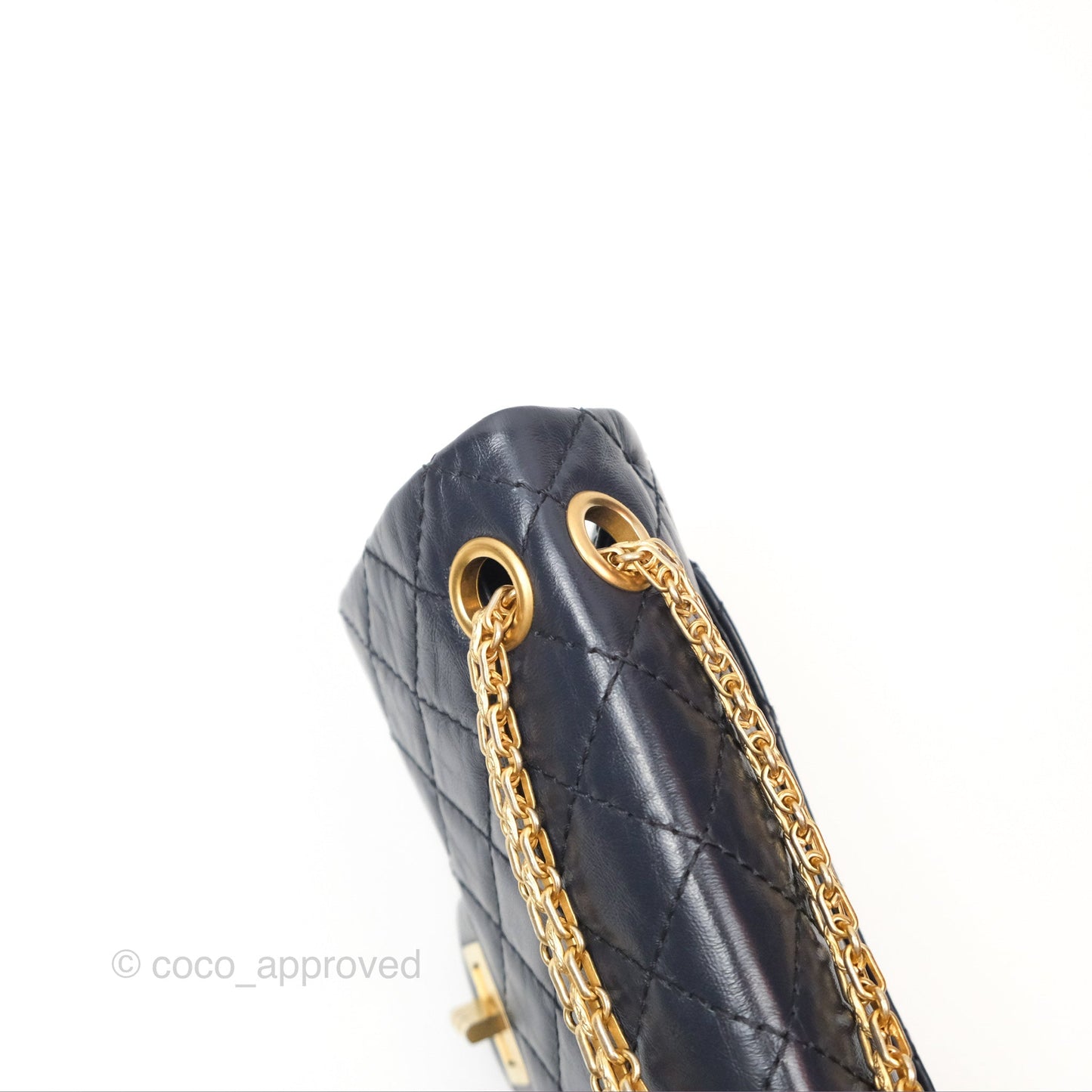 Chanel Mini Reissue 224 Navy Aged Calfskin Aged Gold Hardware