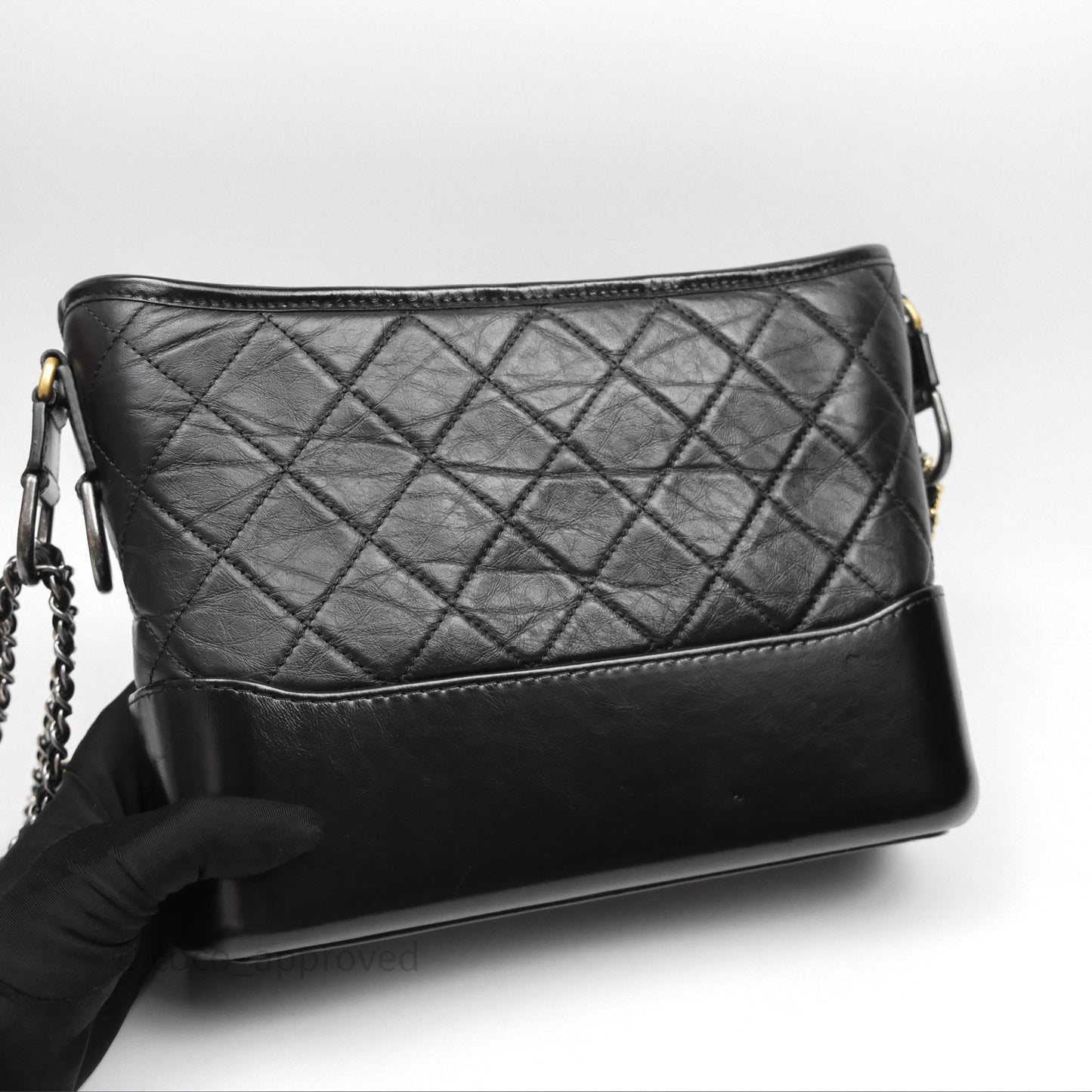 Chanel New Medium Gabrielle Hobo Quilted Black Aged Calfskin