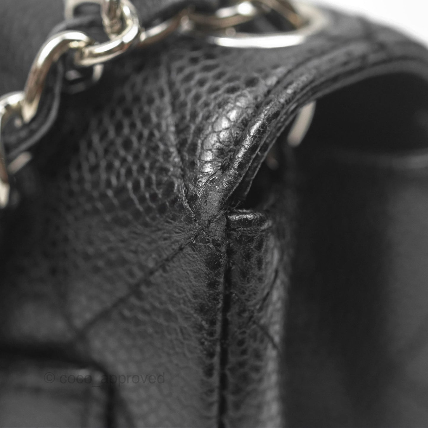 Chanel Mini Square Flap Quilted Black Caviar Silver Hardware