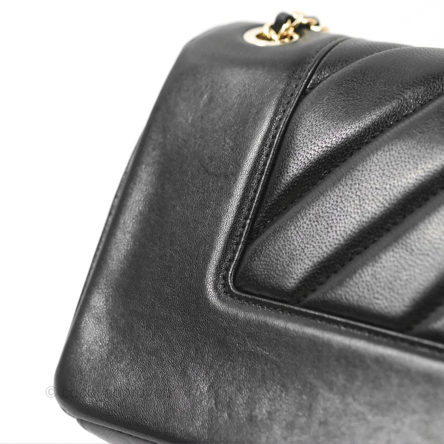 Chanel Chevron Mademoiselle Flap Bag Black Sheepskin Gold Hardware