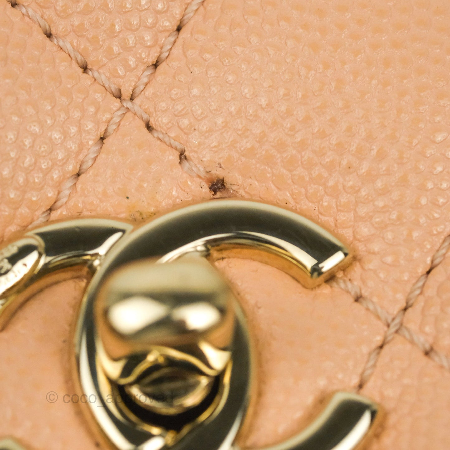 Chanel Mini Coco Handle Quilted Beige Pink Caviar Gold Hardware