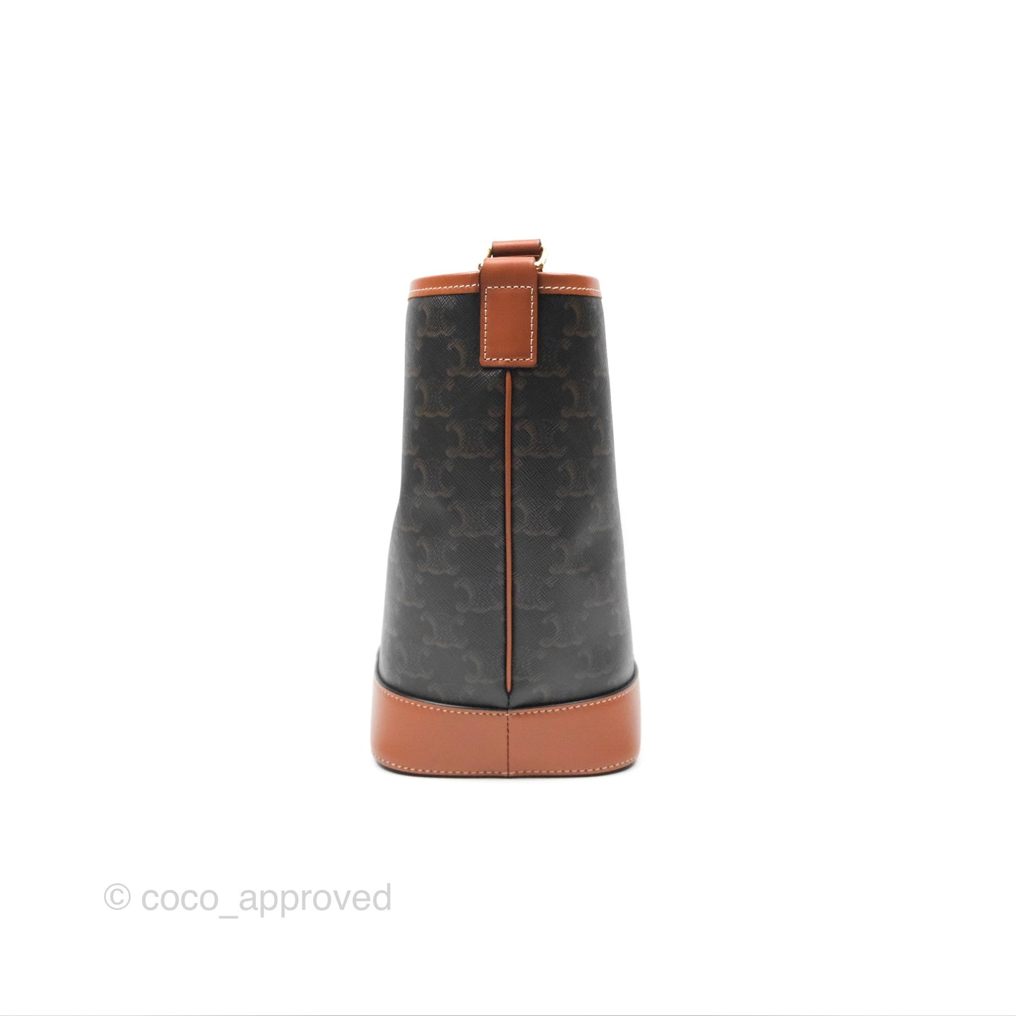 Celine Small Bucket Triomphe Canvas Tan Calfskin