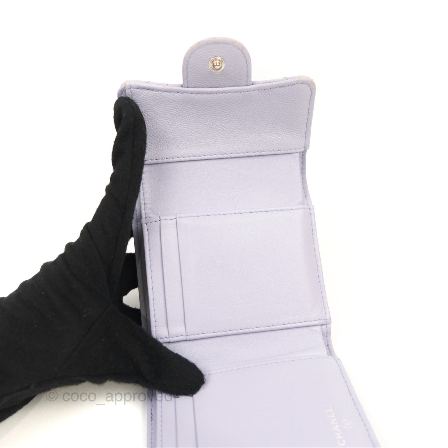 Chanel Classic Short Flap Wallet Lilac Caviar Silver Hardware
