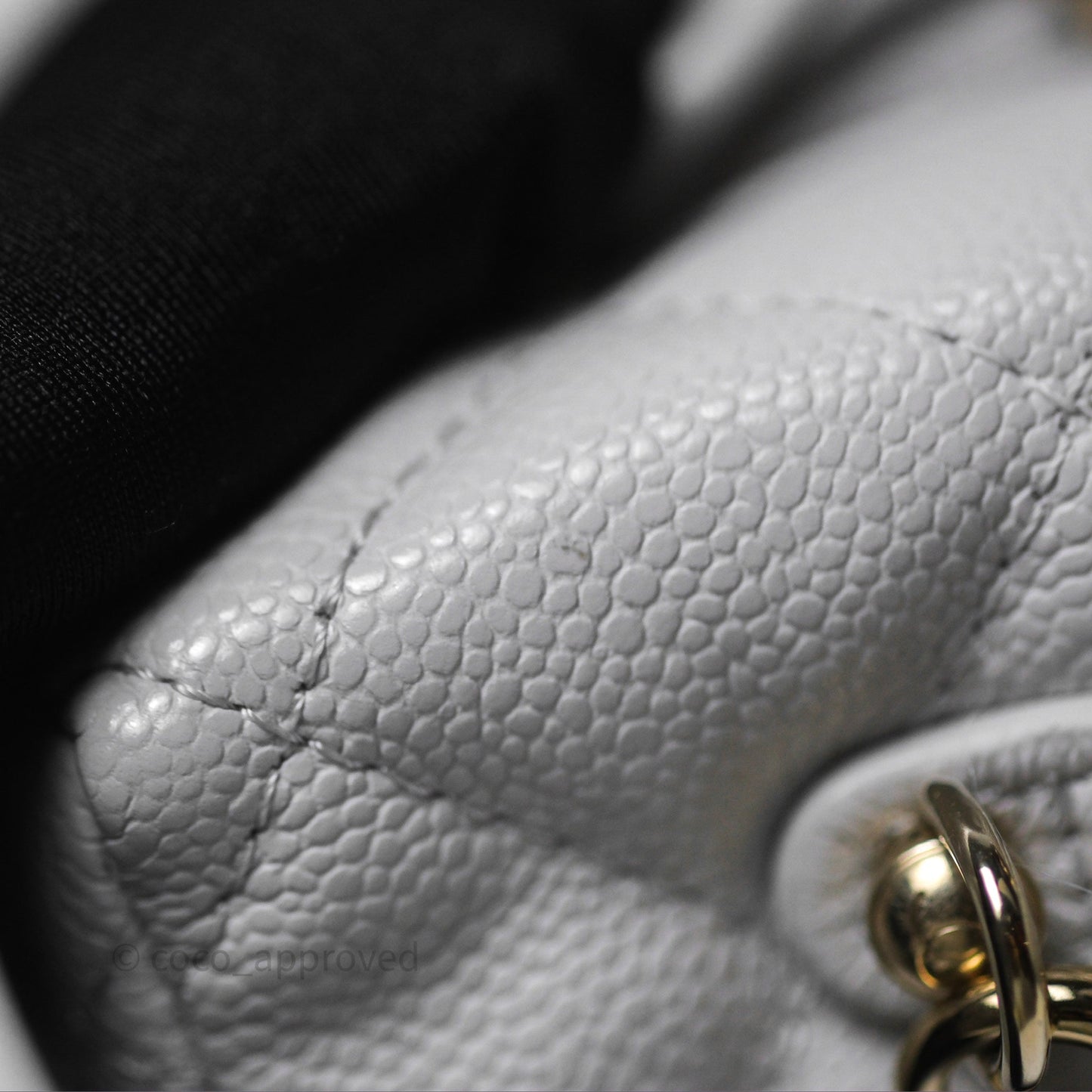 Chanel Top Handle Long Vanity with Chain Light Grey Caviar Gold Hardware