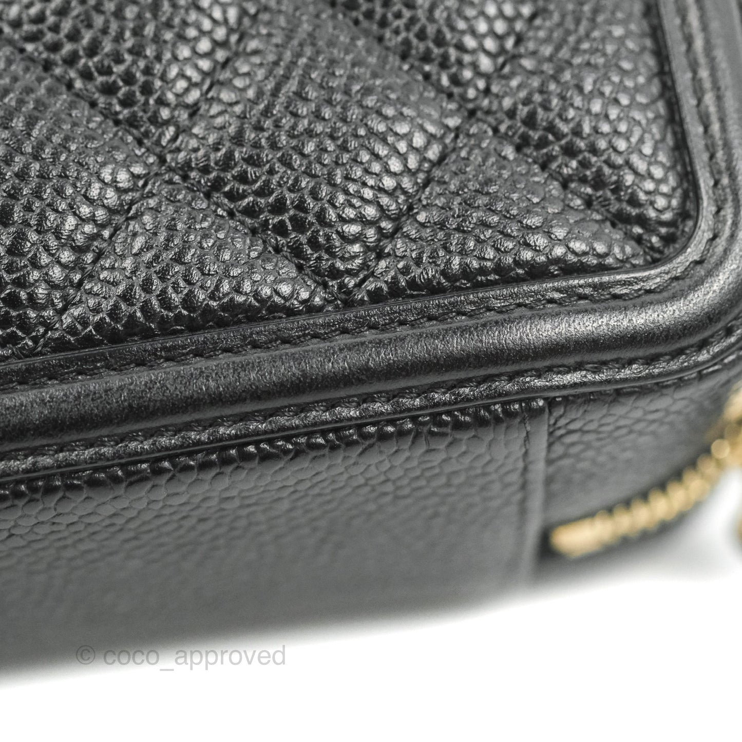 Chanel CC Filigree Vanity Clutch With Chain Caviar Black Aged Gold Hardware