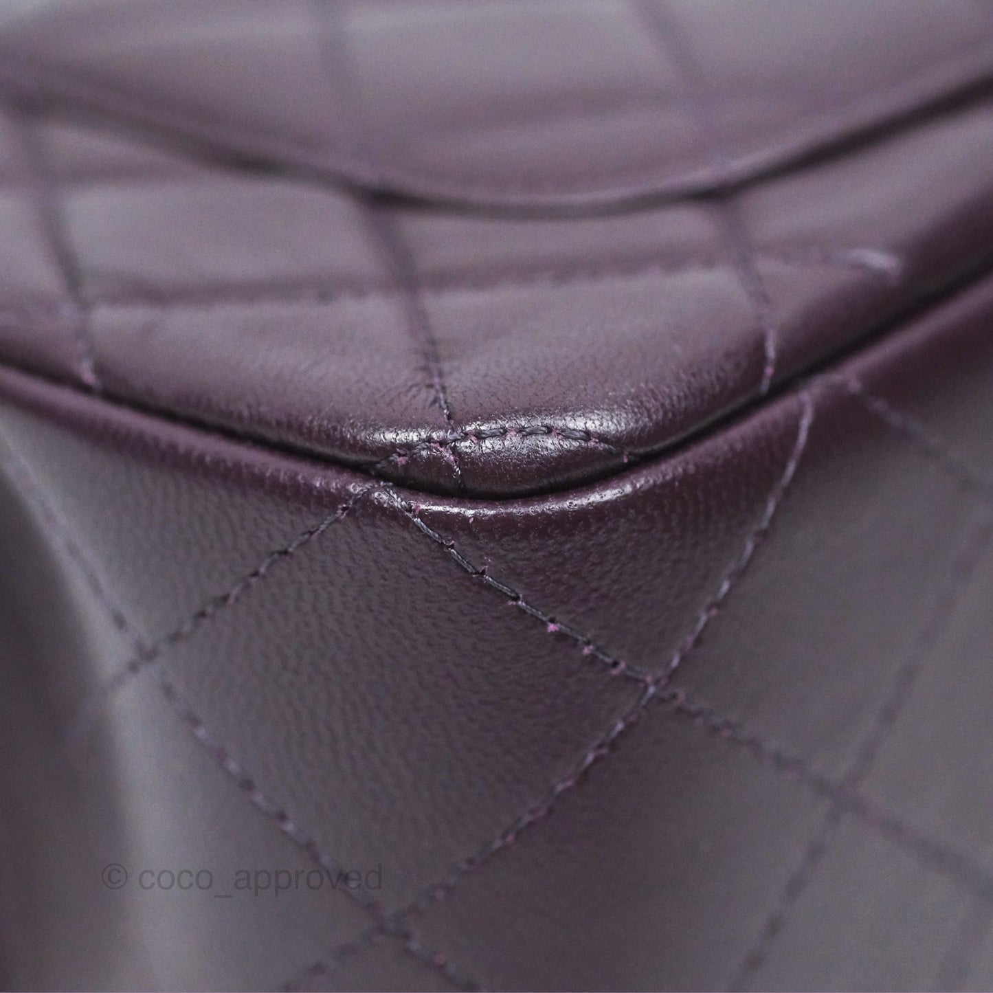 Chanel Mini Rectangular Quilted Dark Purple Lambskin Silver Hardware