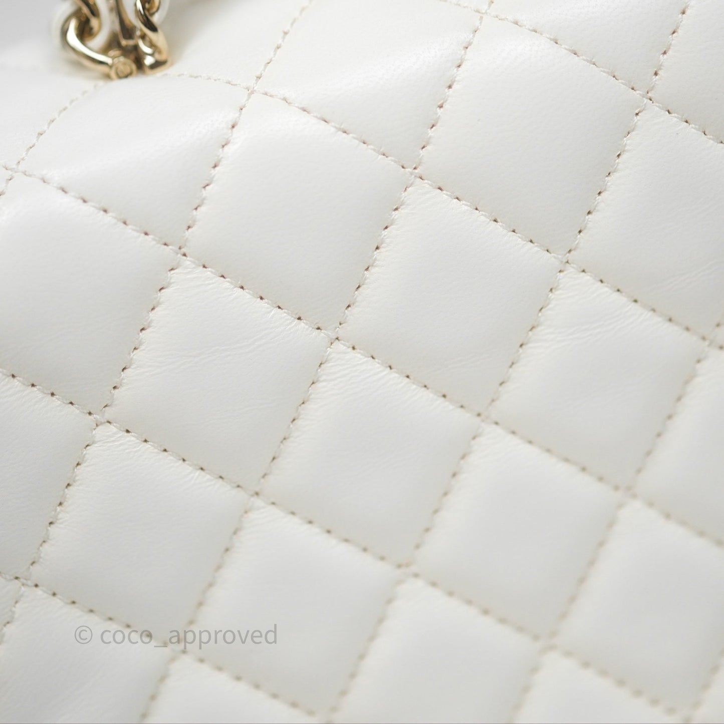 Chanel Crystals Top Handle Mini Rectangular Flap Bag White Lambskin Gold Hardware