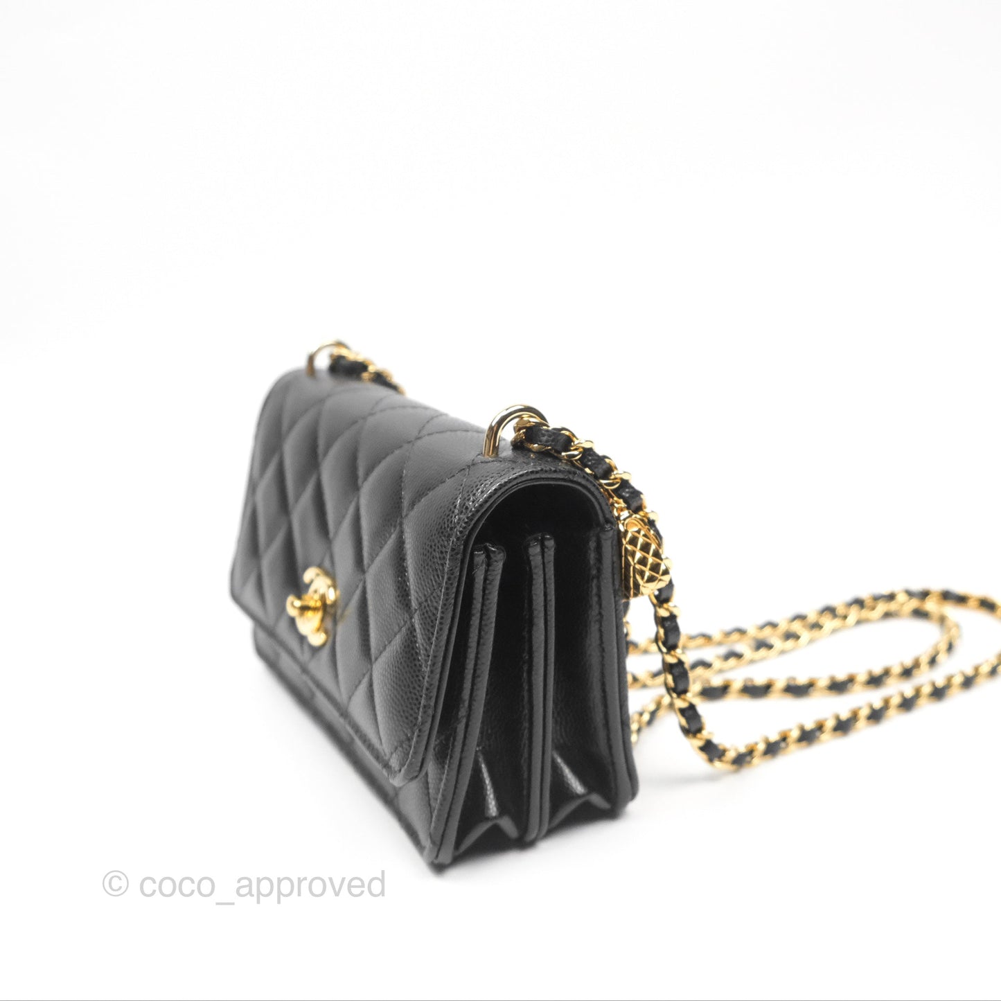 Chanel Mini WOC Bag Charm Black Caviar Gold Hardware