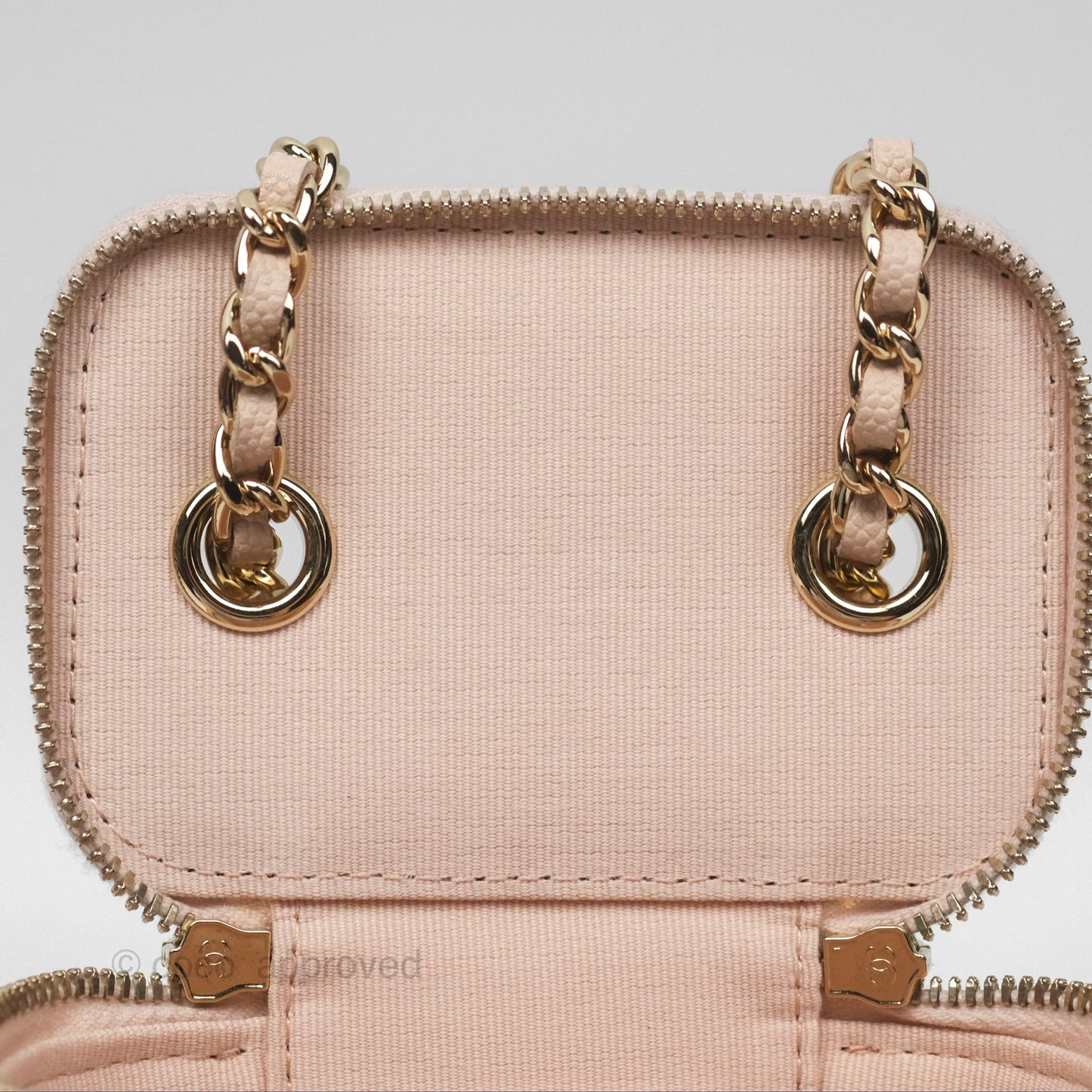 Chanel Mini Vanity With Chain Beige Pink Caviar Gold Hardware