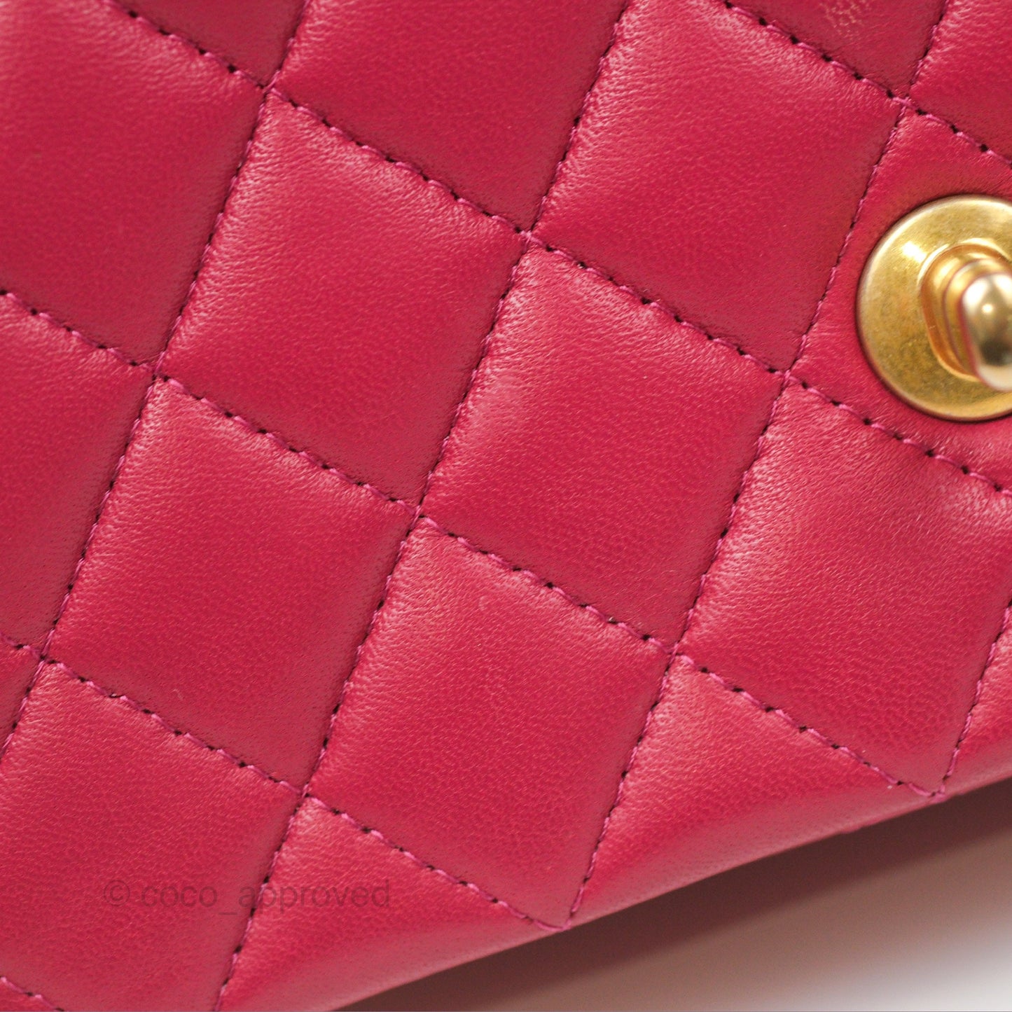 Chanel Top Handle Mini Rectangular Flap Bag Berry Red Lambskin Aged Gold Hardware