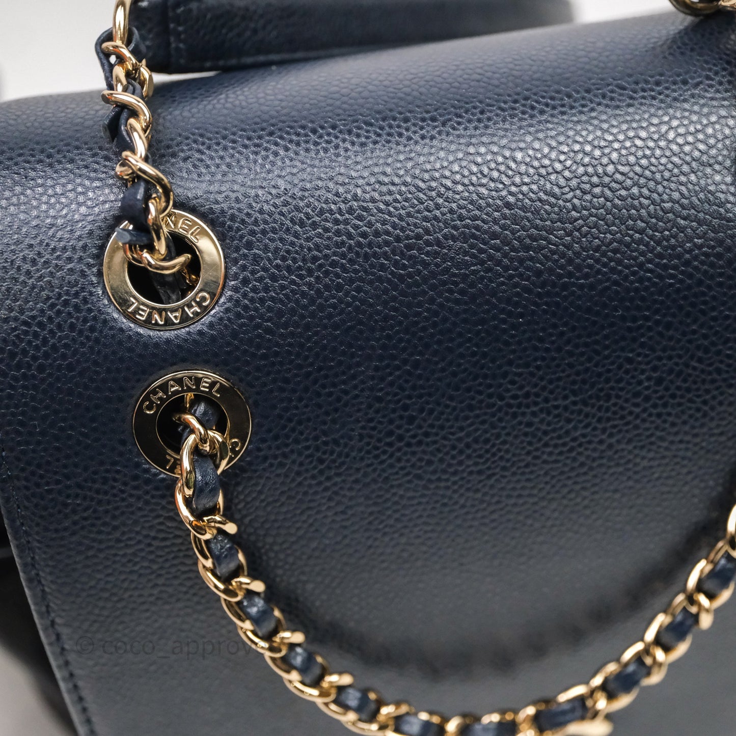 Chanel Quilted Business Affinity Backpack Navy Caviar Light Gold Hardware
