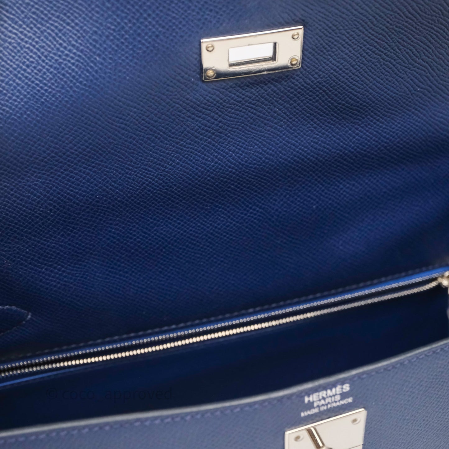 Hermes Kelly 32 Bleu Saphir 73 Epsom Palladium Hardware