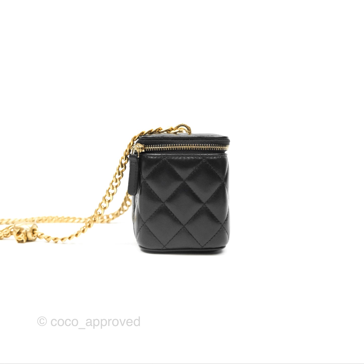 Chanel All Slide Vanity with Adjustable Chain Black Lambskin Aged Gold Hardware