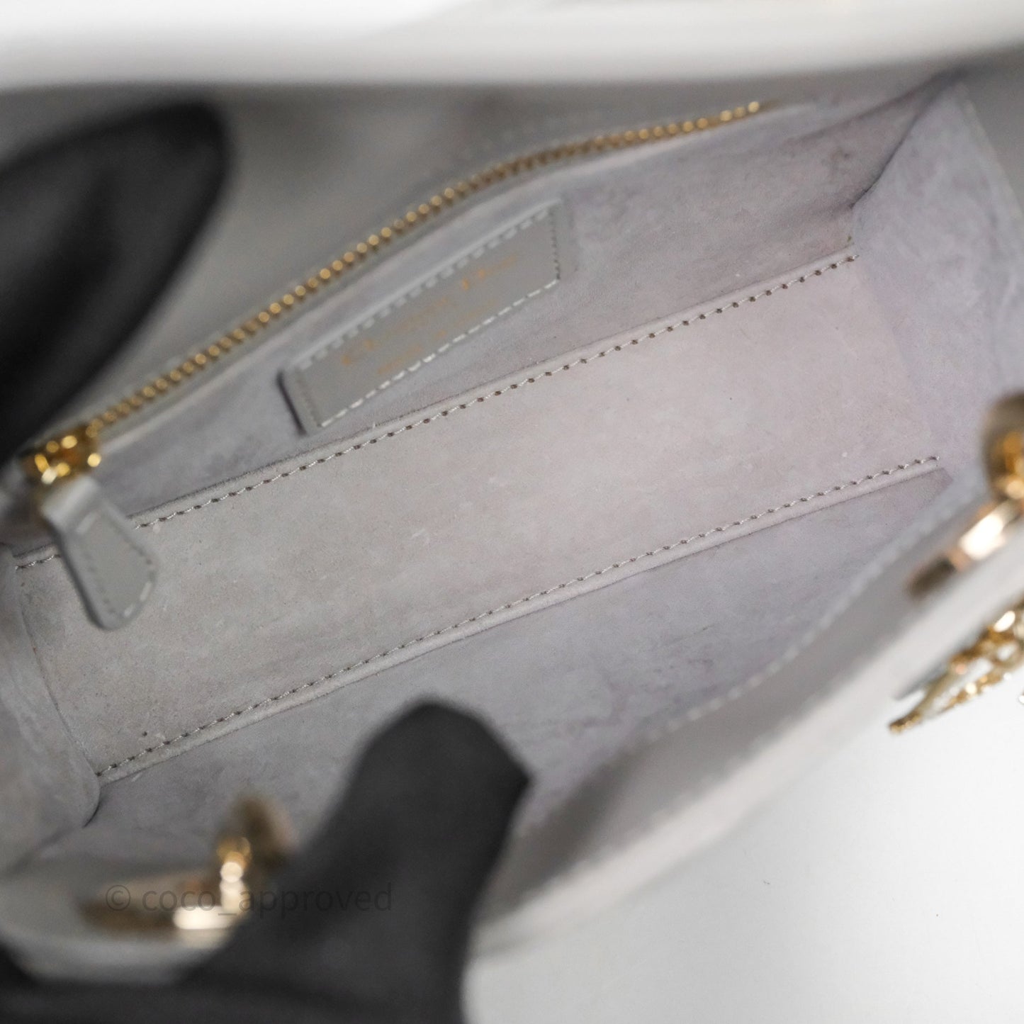 Christian Dior Mini Lady Dior Gray Lambskin Cannage Diamonds Gold Hardware