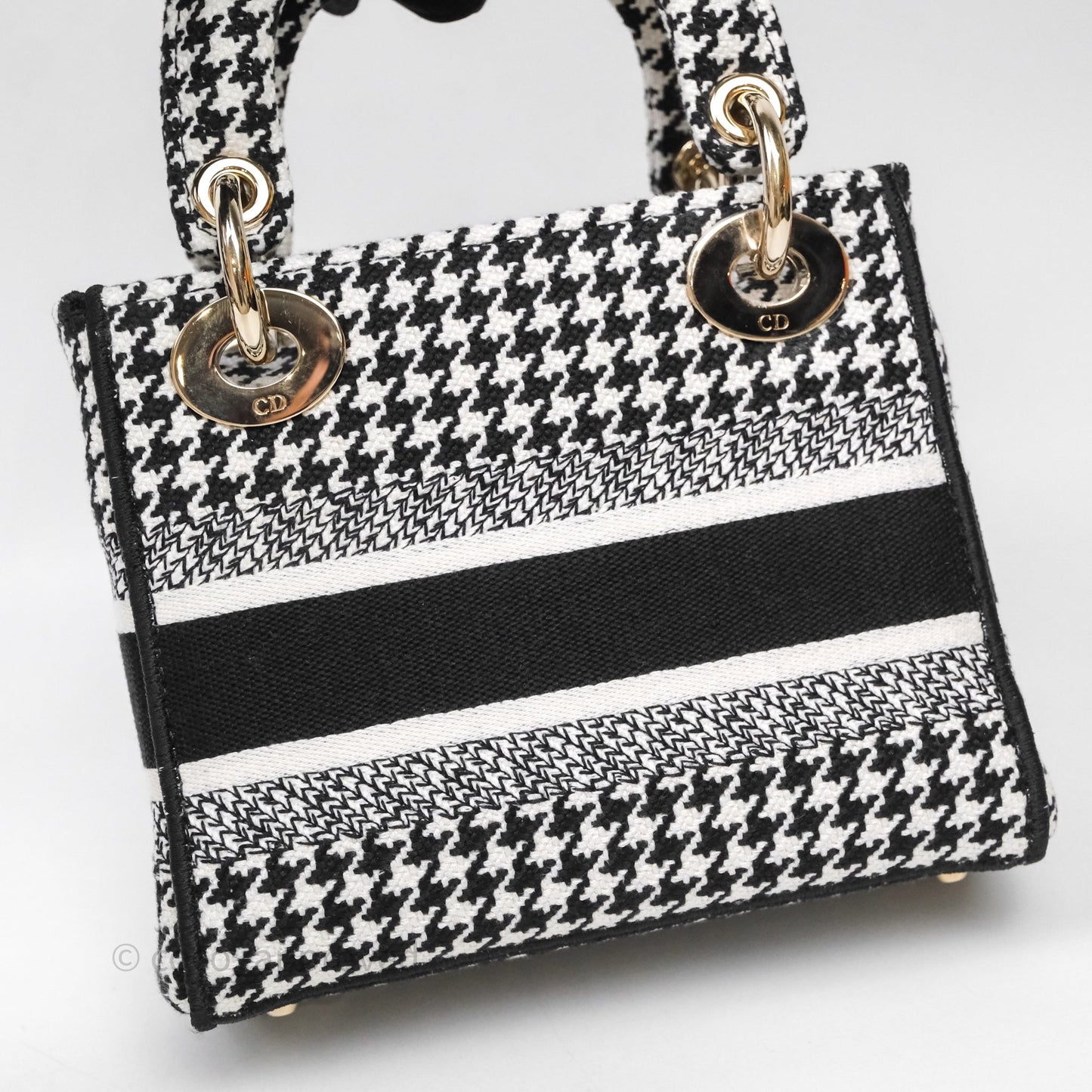 Christian Dior Mini Lady D-Lite Bag Black White Houndstooth