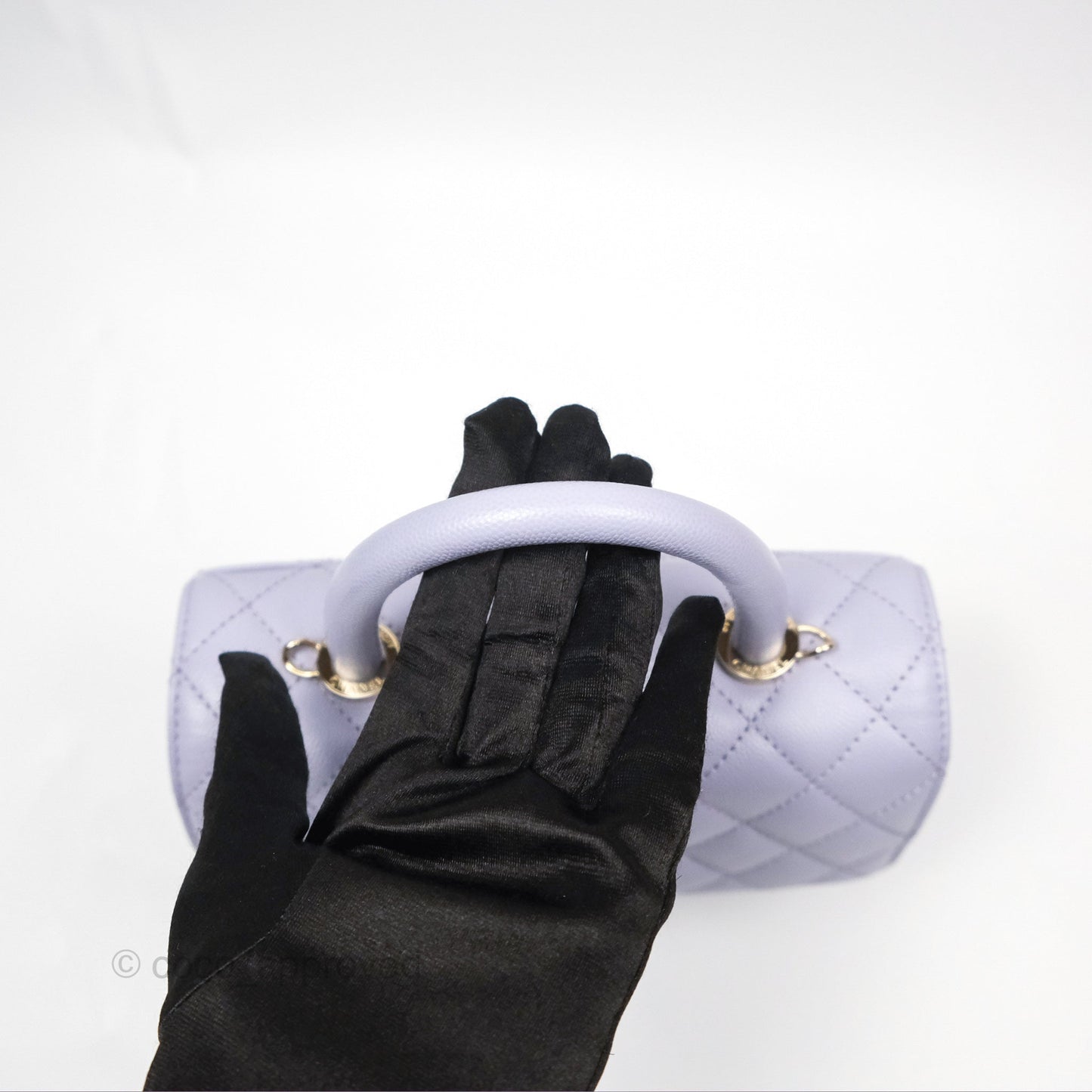 Chanel Small Coco Handle Quilted Lilac Caviar Gold Hardware