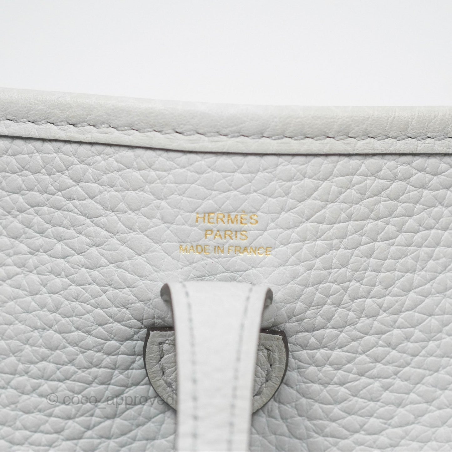 Hermès Mini Evelyne 16 Bleu Pale 08 Clemence/ Gris Etain 8F Gold Hardware