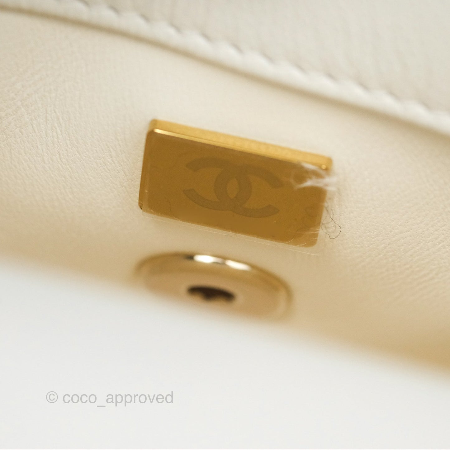 Chanel Mini Coco Handle White Caviar Gold Hardware