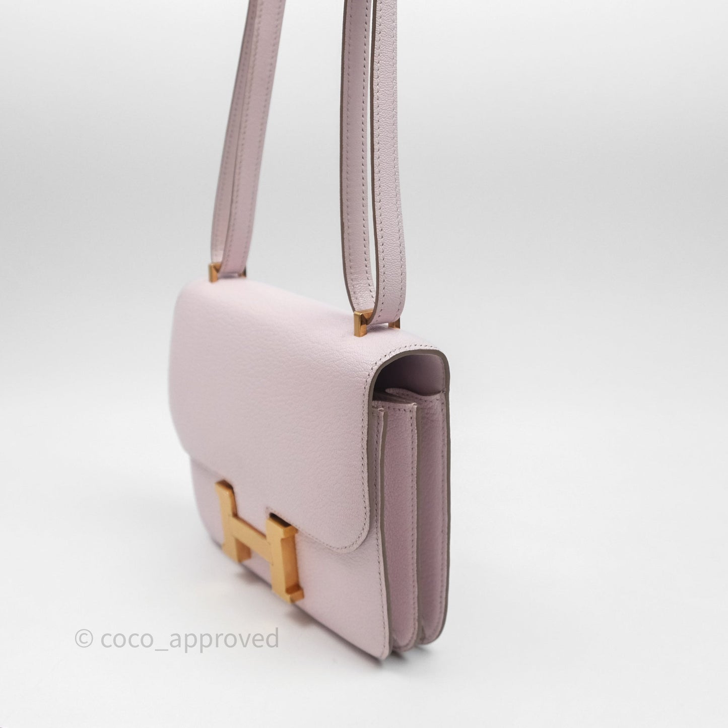 Hermès Constance Mini 18cm Mauve Pale Chevre Mysore Rose Gold Hardware