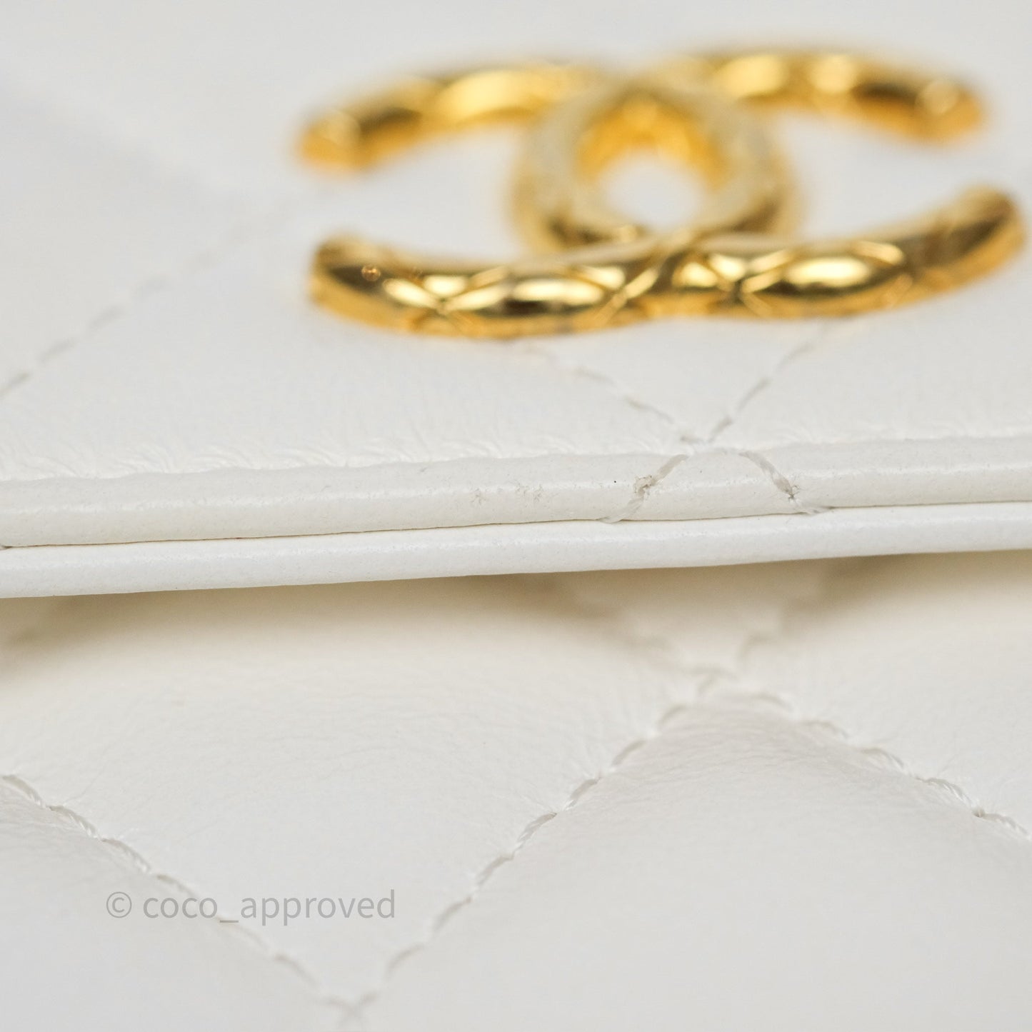 Chanel Dynasty Phone Holder with Chain White Ivory Lambskin Aged Gold Hardware
