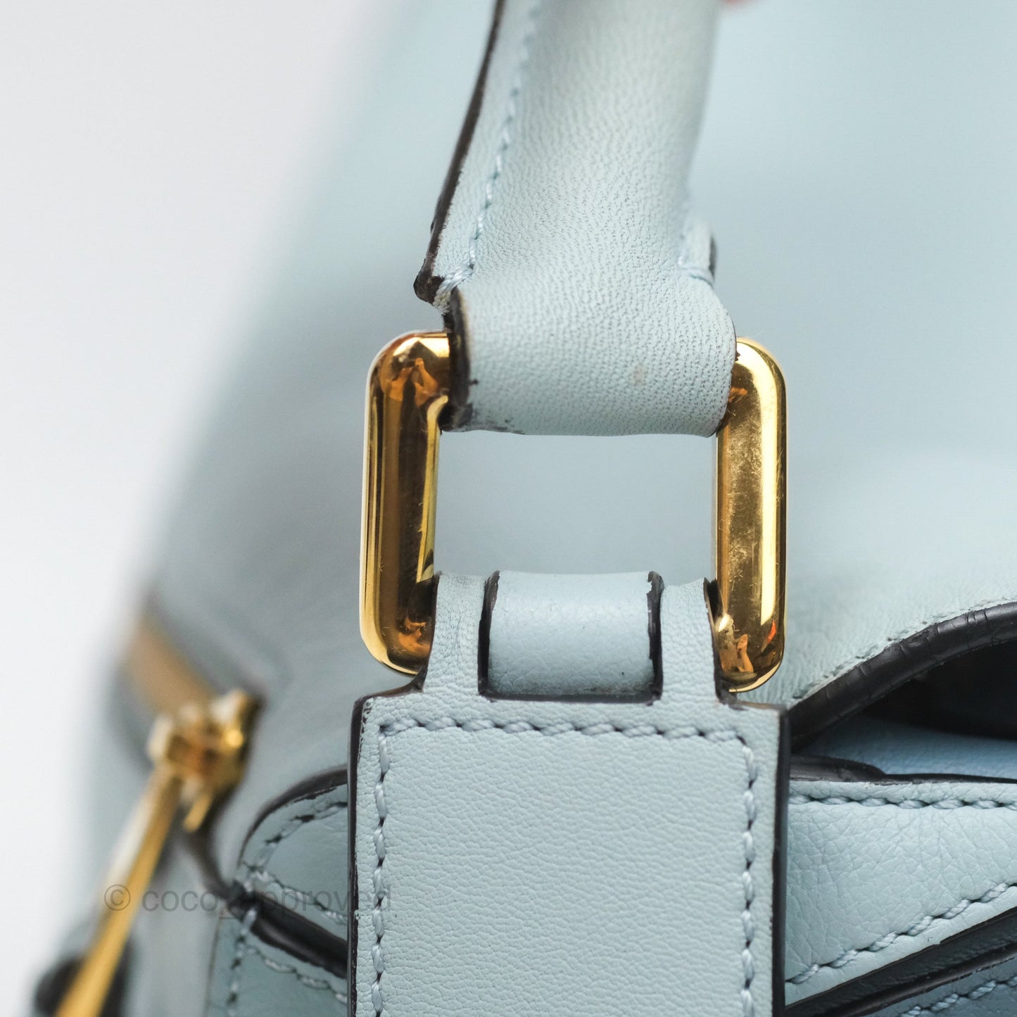 Loewe Small Puzzle Bag Blue Grained Calfskin Gold Hardware