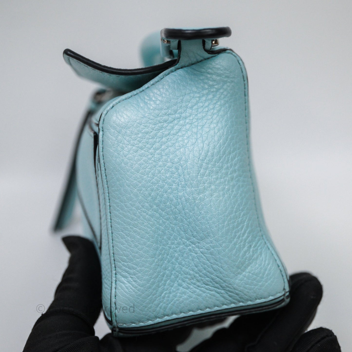 Loewe Mini Puzzle Bag Light Blue Calfskin Silver Hardware