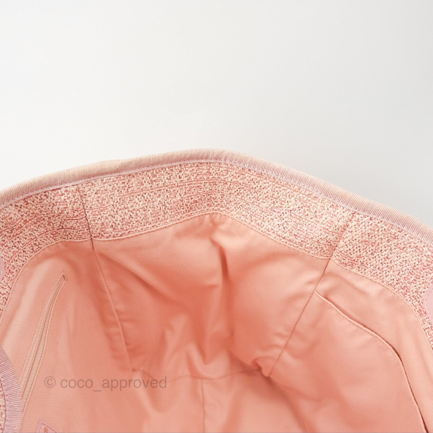 Chanel Large Deauville Tote Pink Woven Tweed Gold Hardware