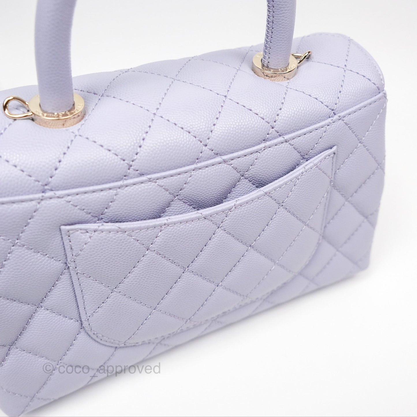 Chanel Small Coco Handle Quilted Lilac Caviar Gold Hardware