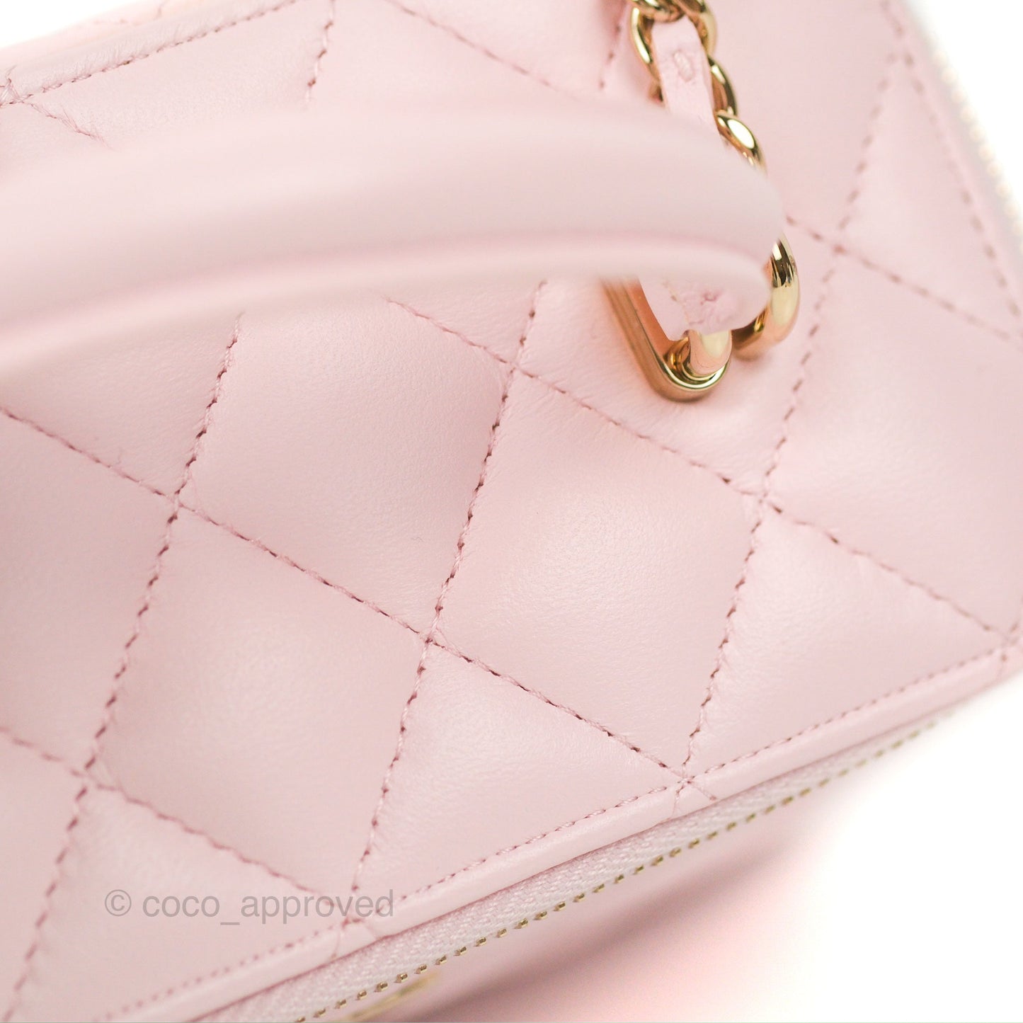 Chanel Vanity Rectangular Top Handle Pink Lambskin Gold Hardware