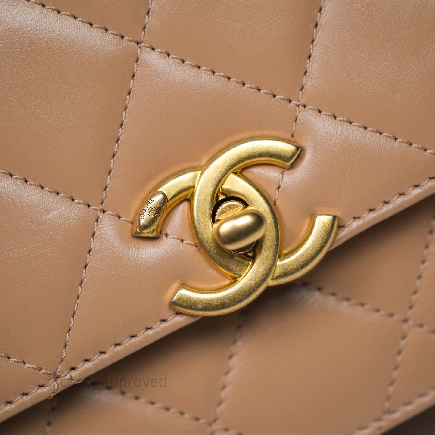 Chanel Quilted Mini Perfect Fit Adjustable Beige Calfskin Gold Hardware