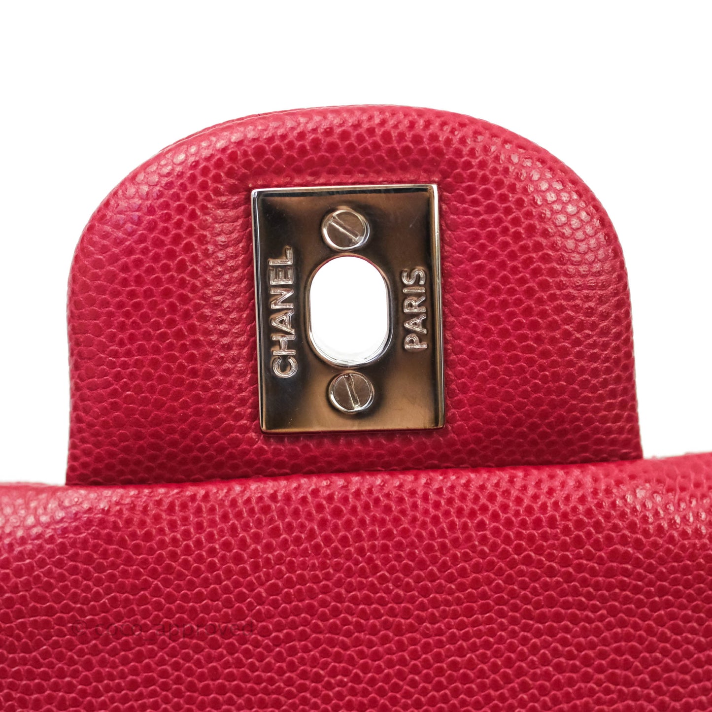 Chanel Classic M/L Medium Double Flap Red Caviar Silver Hardware 18B