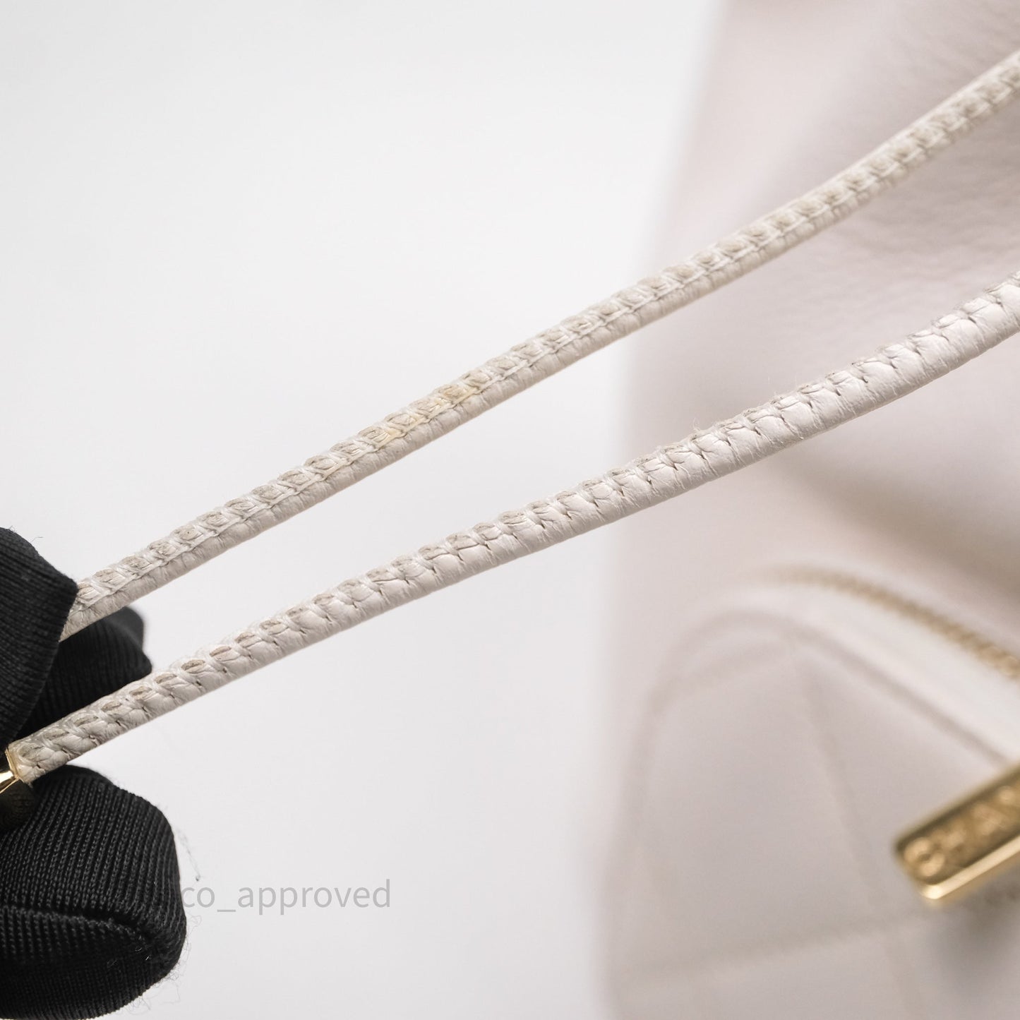 Chanel Business Affinity Drawstring Bucket Bag White Caviar Gold Hardware