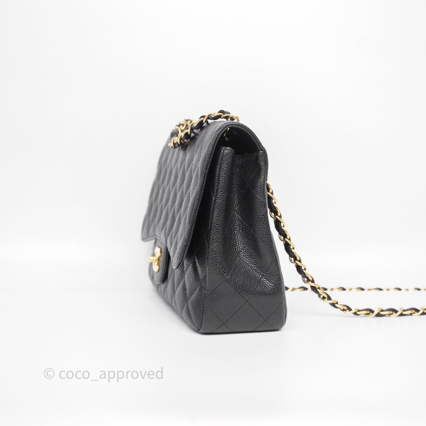 Chanel Jumbo Single Flap Black Caviar Gold Hardware⁣⁣