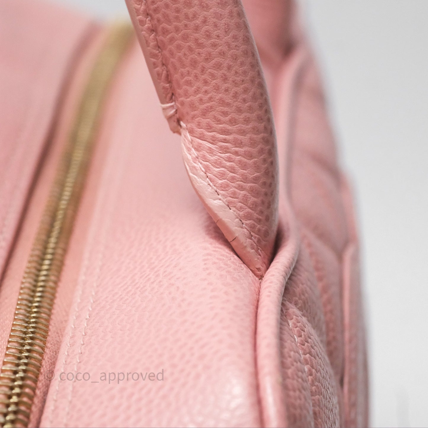 Chanel Vintage Mini CC Boston Bag Sakura Pink Caviar Gold Hardware