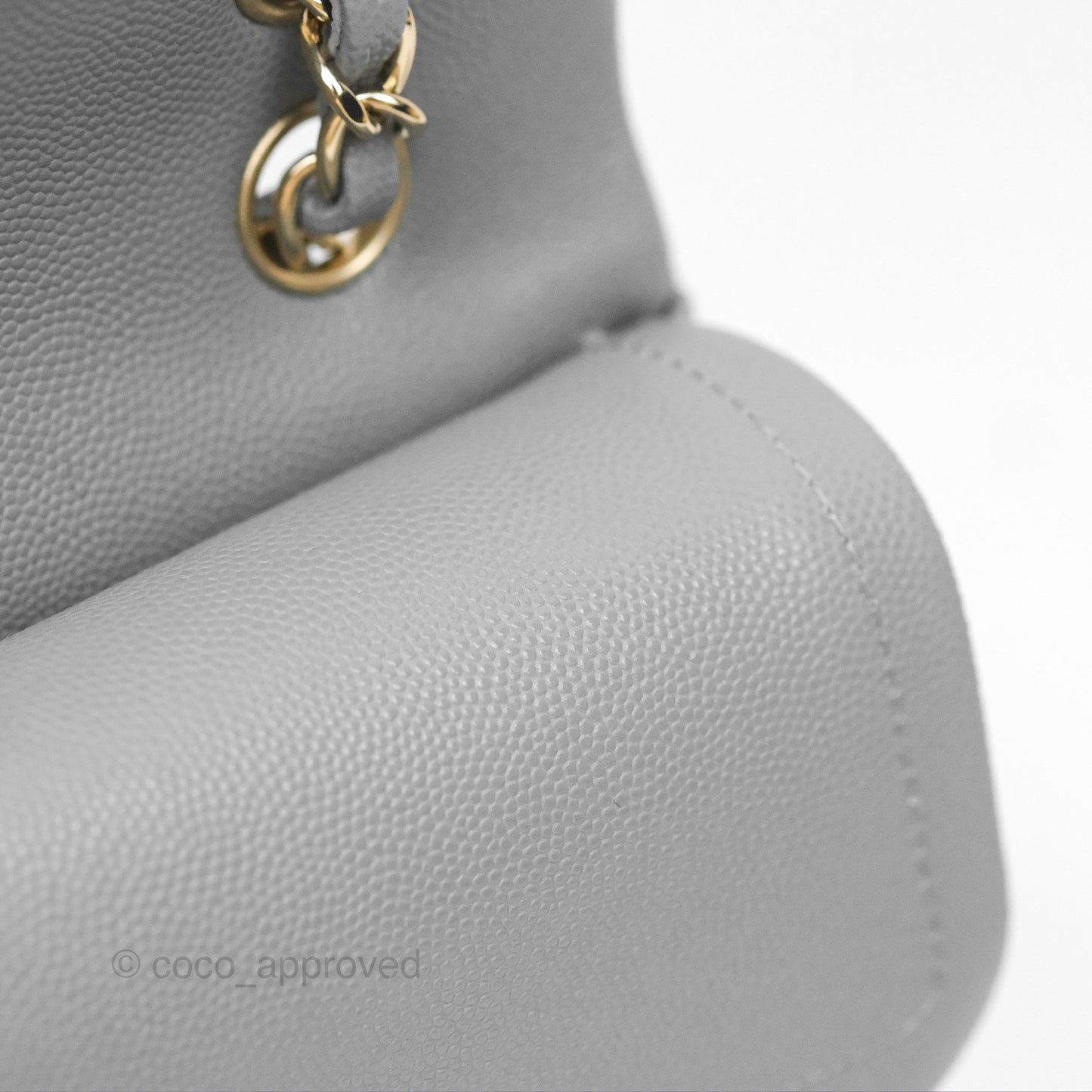 Chanel Small Classic Quilted Flap Grey Caviar Gold Hardware