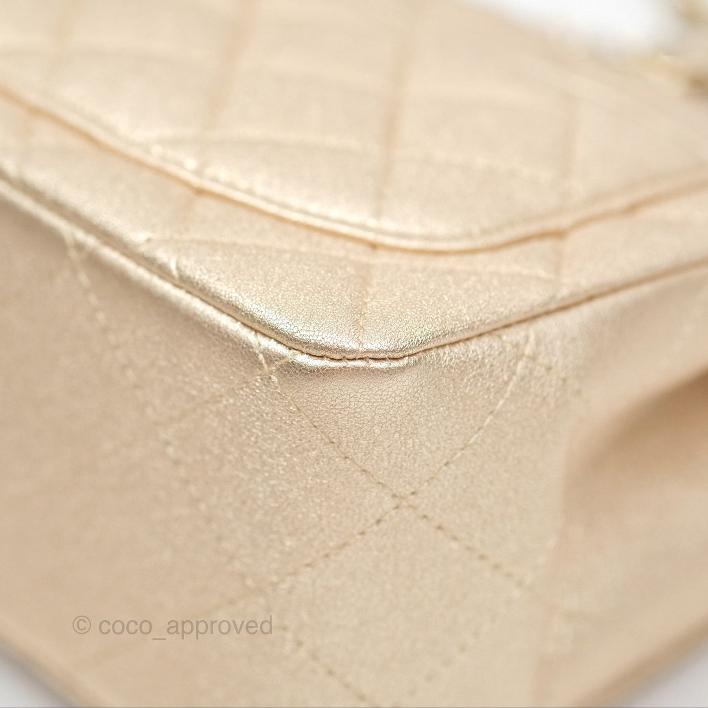 Chanel Quilted Mini Square Iridescent Gold Lambskin Gold Hardware 21P