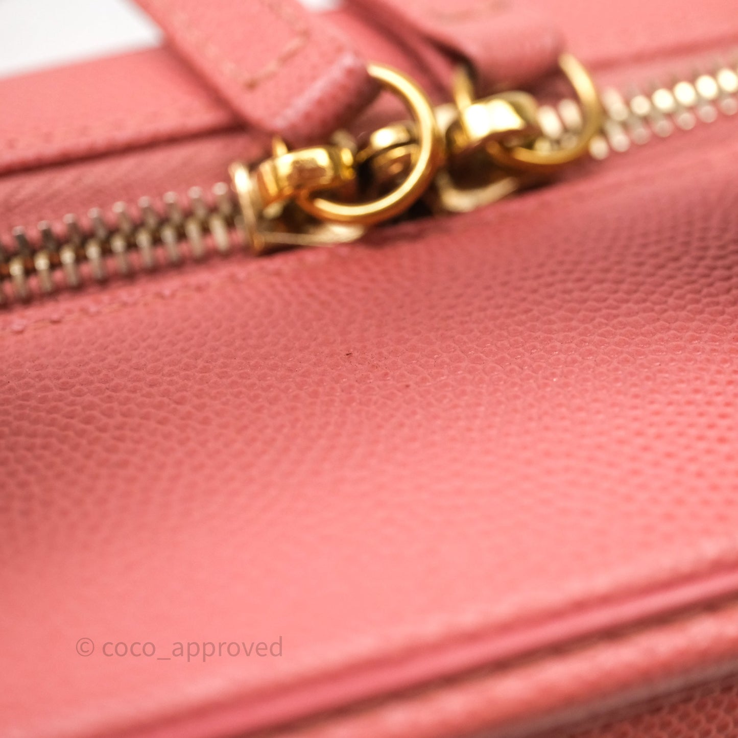 Chanel Medium CC Filigree Vanity Case Quilted Pink Caviar Aged Gold Hardware