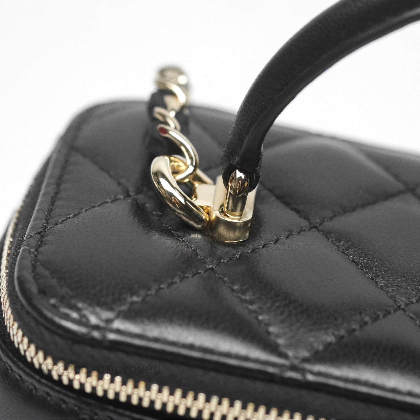 Chanel Vanity Rectangular Top Handle Black Lambskin Gold Hardware